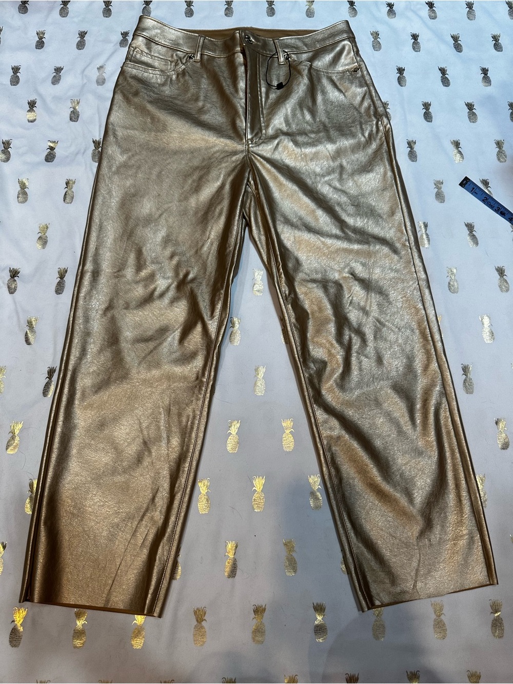 Express Slim Super High Rise Women's Jeans Shiny Gold Sz 10 NWT